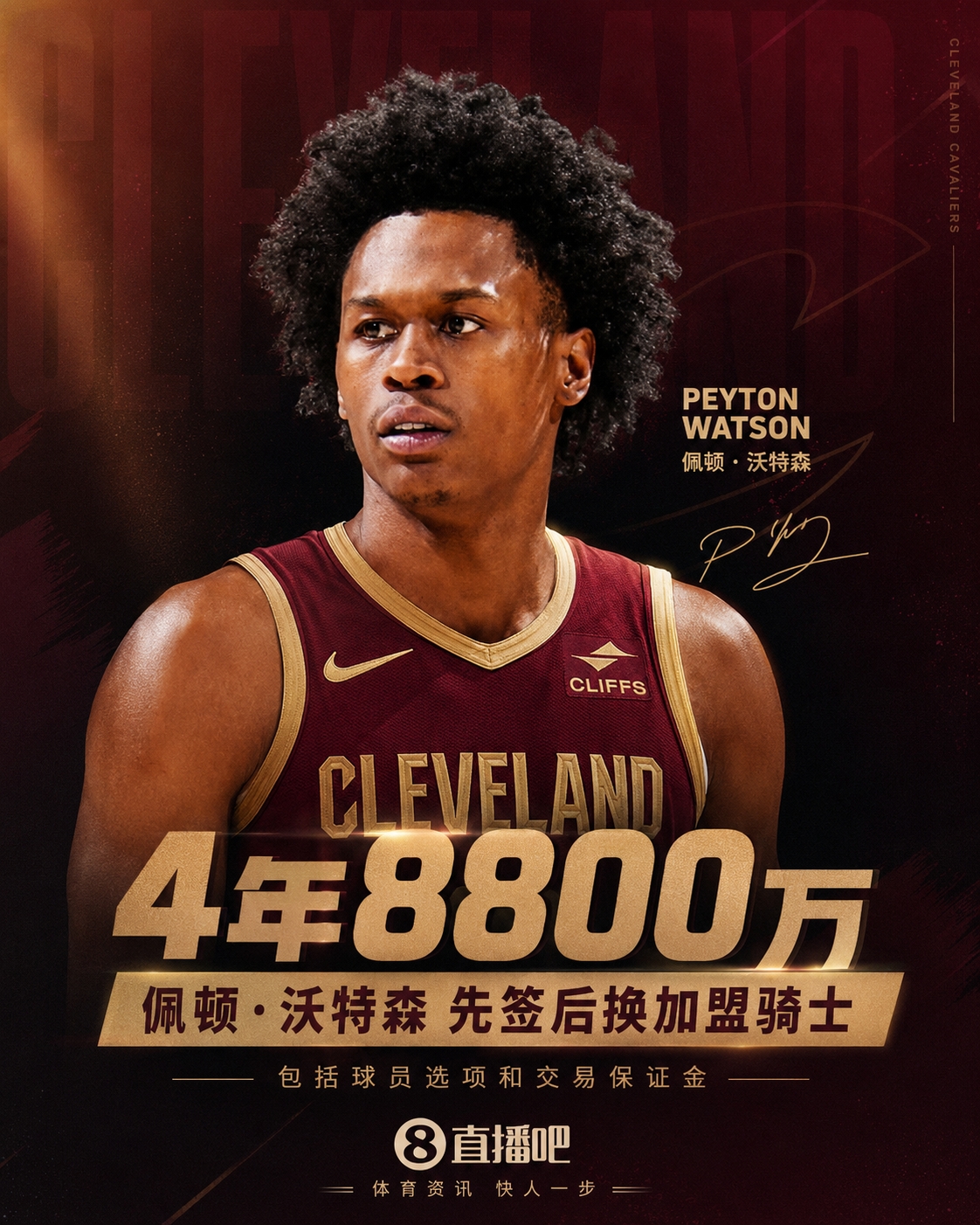 NBA五方交易TA评级：骑士获沃特森白魔B+ 快船得斯特鲁斯A- 掘金C